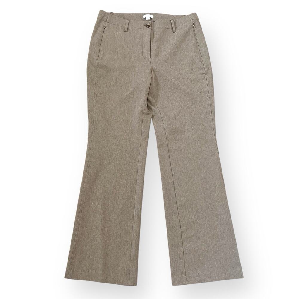 J. Jill Beige Ponte Bootcut Pants Sz 10 Heathered Knit Career Trousers Office